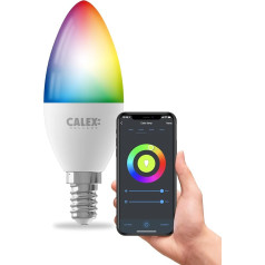 CALEX Smart WLAN Lamp E14 RGB, Wifi LED Bulb with Alexa Voice Control and Google Home, 5 W WLAN Lamp Candle Shape, Dimmable Warm White (4)