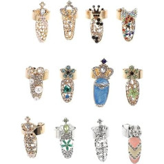 Beaupretty 48 Pieces Nail Art Rings Made of Rhinestones Tip for Nail Decoration Nail Cover Ring Made of Rhinestones Nail Finger Rings Jewelled Nail Art Charm Alloy Miss Tail Ring