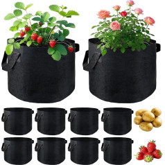 RUHUHUR 10 Pack Vegetable Grow Bags Indoor Outdoor with Handles Breathable Durable Non-woven Fabric Plant Pots for Vegetables Herbs and Flowers