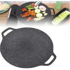 Non Stick Round Baking Pan,Korean Grill Pan for Indoor Cooking,Korean BBQ Grill Pan,Consecutive T Nonstick Round Griddle Grill Pan for Korean BBQ, Multifunctional Stove Plate for Meats (36 cm)