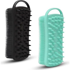 2 x Silicone Exfoliating Body Scrubber 2 in 1 Silicone Body Shampoo Brush Soft Silicone Loofah for Sensitive Skin Shower Silicone Hair Scalp Massager Easy to Clean Well Lather