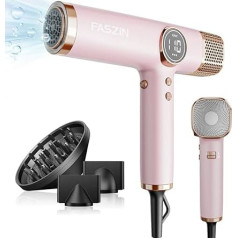 Hair Dryer, Lightweight Hair Dryer with 110,000 RPM Brushless Motor for Quick Drying, Ion Hair Dryer, Low Noise, LED Display, 3 Magnetic Nozzles for Home, Salon