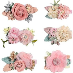 SUPGOMAX Flower Hair Clips, 6 Pieces Girls Hair Accessories Flower Clip, Baby Hair Bow Flower Clip, Girls Hair Clip, Head Flower Hair Clip, Floral Clips