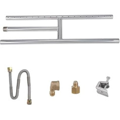 VEVOR 6 x 18 Inch Drop-in Fire Pit Pan Rectangular Stainless Steel Fire Pit Burner Natural and Propane Gas Fire Pan H Burner 90,000 BTU for Indoor and Outdoor Use