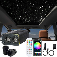 Twinkle RGBW LED Fibre Optic Light Driver Dual Port with RF Remote Control for All Types of LED Fibre Optic Cable, Bluetooth App Controlled Starry Sky Ceiling Light Colour Changes (Only Fibre Optic