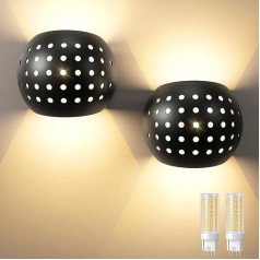 Pared Ángulo Aplique Pack of 2 Wall Lights with Replaceable G9 LED Lamp, Warm White 3000 K LED Wall Light Indoor/Outdoor IP65 Waterproof Wall Light