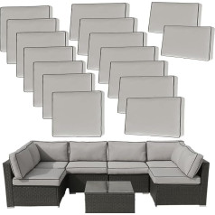 FKSLIFE Ersatz-Kissenbezüge für Terrassenkissen, Outdoor-Couchkissen, wasserdicht, Möbelkissenbezüge, Schonbezüge mit Reißverschlüssen, nur Bezug (grau + schwarz, 65 x 65 x 8 cm), 14-teilig