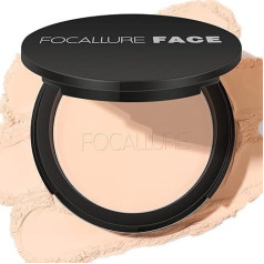 FOCALLURE Flawless Pressed Powder, Control Shine & Smooth Complexion, Pressed Setting Powder Foundation Make-up, Portable Face Powder Compact, Long Lasting Matte Finish, Ivory
