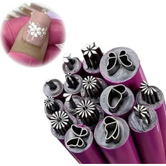 Nagelkunst-Stempelstift, Nagelkunst-Blumenstempel-Stift, 2024 Präzisionsstempel-Set, Nagelkunst-Stifte, Nagelstempel-Set mit 15 Mustern, Nagelstempel-Stift DIY Nagelkunst-Werkzeuge für Frauen und