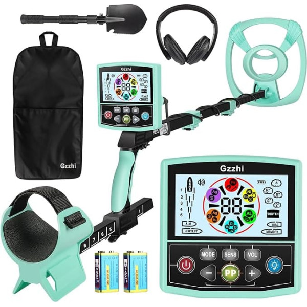 Gzzhi Colour Screen Metal Detector, Higher Accuracy, Adjustable Waterproof Metal Detectors with Pinpoint Disc, 11 Inch Search, Ideal for Detection of Gold, Coin, Treasure Hunt