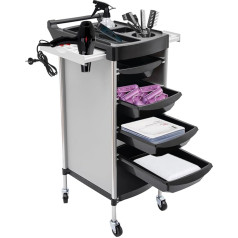 Salon Trolley with Wheels Made of PP Made of Stainless Steel, 36 x 37 x 85 cm, 6 Tier Drawers, Multi-Purpose Trolley, Hairdressing Trolley, Work Trolley, Trolley with Retractable Shelves