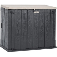 Toomax Baule Stora Way Outdoor Tool Box Recycled Polypropylene Wood Effect (842L, Anthracite/Taupe)