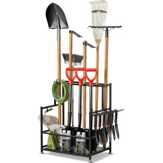 SereneHome Heavy Duty Garden Tool Organizer with Wheels, 3-Tier Alloy Steel Tool Rack, Durable Tool Holder for Garage and Shed, Perfect for Lawn, Yard, Basement and