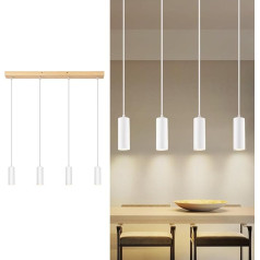 Pendant Light Wooden Dining Room Lamp Hanging - Pendant Lamp 4 Bulbs GU10 Dining Table Lamp White Metal Pendant Lamp Vintage Pendant Light Dining Table for Dining Room Dining Table Kitchen