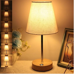 Wireless Table Lamp, HSLighting Battery Table Lamp with Fabric Shade, Bedside Lamp, Infinitely Touch, Dimmable, Lightweight, Rechargeable Table Lamp for Bedside, Dining Room, Living Room, 31.5 cm,