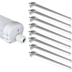 pureled 36 W LED Wet Room Light IP65 120 cm Bath Light Neutral White 4000 K Workshop Garage Cellar (Set of 8)