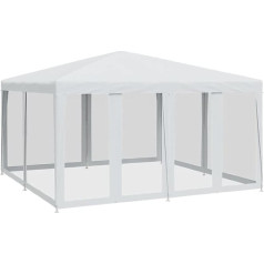 vidaXL Party Tent, Gazebo with 8 Mesh Side Panels, Garden Gazebo for Party Wedding, Marquee, Garden Tent, Iron Frame, Waterproof, UV-Resistant, White, 4 x 4 m, HDPE
