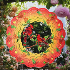Beepeep Cardinal Windspiel, 30,5 cm, 3D-Metall-Windspiel, Hof-Ornament, hängende Windskulptur für Innen- und Außenbereich, Kardinal-Geschenke für Frauen, Mutter, Oma, Hof und Garten, Kunstdekoration