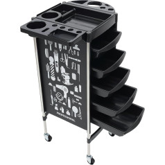Trolley Hairdressing Trolley, Salon Hairdresser Work Trolley with 5 Drawers and Wheels for Home Beauty Salons Hairdressing Shops Spa and Nail Salons (Black)