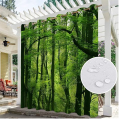 SK Studio Outdoor Curtain Weatherproof, Set of 2 Waterproof Privacy Screen Sun Protection with Waterfall Forest Print Pattern for Balcony Patio Porch Style 7, 200 x 200 cm