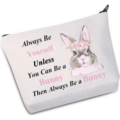 WZMPA Funny Bunny Cosmetic Makeup Bag Bunny Lover Gift Always Be Yourself Unless You Can Be A Bunny Then Always Be A Bunny Makeup Bag for Women Girls, Be A Bunny
