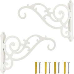 Sunshine Carpentry 2 Pcs 6 Inch Outdoor Decorative Iron Wall Hooks for Hanging Birds Feeder Plants Lanterns Solar Light White