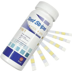 Water Tester Test Strips for Pool 7-in-1, 50-Piece Pool PH Test Strips for Pool/Spa of PH Value/Free Chlorine/Total Chlorine/Total Alkalinity/Nitrite/Hardness/Bromine, Easy to Read