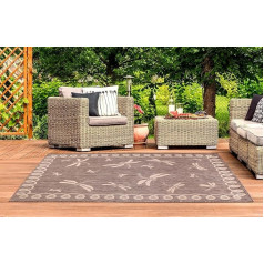 Terrace Dragonfly Flat Weave Outdoor Rug, Burgundy, Terracotta, Blue, Gold, Teal and Natural Rug (Taupe/Natural, 80 x 150 cm)