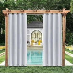 WOCAO Outdoor Curtains, Waterproof Blackout Curtain with Eyelets Top and Bottom, Outdoor Curtains with UV Protection, Water-Repellent, Opaque Pavilion Garden Patio Privacy Screen Curtains