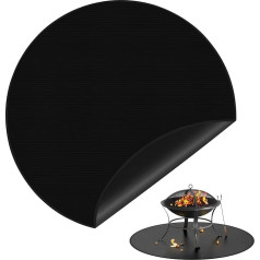 DBREAKS Fireproof Mat 91 cm, Round Grill Mat Floor Protection, Fireproof Mat for Indoor and Outdoor Use, Silicone Fibreglass Heat Protection Mat, Grill Mats for Fireplace, Floor, Lawn, Black