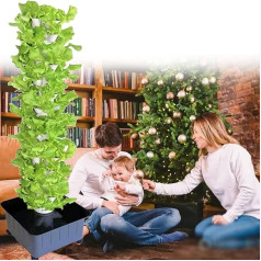 Hydroponik-Turm, 15 Ebenen, 45 Löcher, Aquaponik-Anbausystem, erdloses Aeroponik-Anbauset für Kräuter, Obst und Gemüse mit Wasserpumpe, Adapter, Netztöpfen