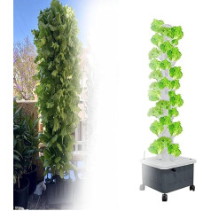 15 Layers, 45 Plants, Soilless Hydroponic Tower Growing System, Aquaponics Growing System, Removable PP Colonization Cups, Hydroponic Tower Growing System for Indoor Use