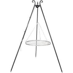 Farm Cook Grill Viking Tripod with Grill in Raw Steel Available in 4 Sizes (Diameter 50 cm), Ø 50 cm, Black