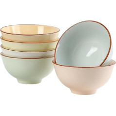 Cereal Bowls Set of 6 Ceramic Soup Bowls – Cereal Bowls Porcelain in Candy Tones – Colourful Soup Bowl Set – Bowls Set for Cereal | Salad | Soup | Cornflakes | Pasta - 680 ml - 16 x 7.5 cm