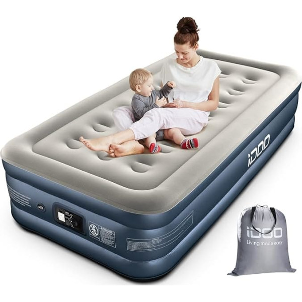 iDOO Air Bed for 1 Person, Self-Inflating Guest Bed with Integrated Air Pump, Inflatable Mattress, Quick Inflation and Deflation, Inflatable Bed for Camping Trips, 99 x 188 x 38 cm