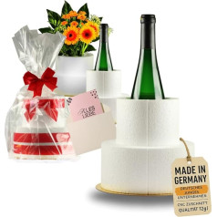 Polystyrene Cake 2 Tier with Cut-Out for Bottle, Flowers & More - As a Craft Box Consists of 18 Pieces - Includes Double Sided Tape, Gold Base - Clever as a Gift