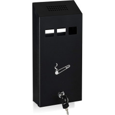 Philips Lighting Relaxdays Outdoor Wall Ashtray, Weatherproof, Lockable, with Mounting Materials and Key, 32 x 15 x 6 cm, Black