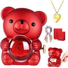 Eternal Rose Bear Gift for Women Eternal Rose Infinity Roses for Mother's Day Valentine's Day Her Rose Box Eternal Rose with Necklace for Women Mum Grandma Wife Girlfriend Gift