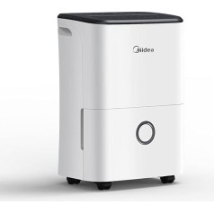 Midea DF-20DEN7-WF Dehumidifier, 20L/24h, Room Size Approx. 100 m³ (40 m²), App-compatible, 24H Timer, Water Tank 3L, White