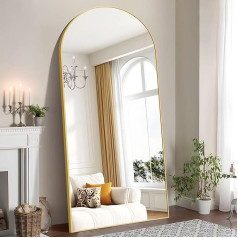 WOLIBEER Large Full Body Mirror 192 x 85 cm, Full Length Mirror with Gold Aluminium Frame, Wall Mirror, Standing Mirror for Bedroom, Entryway, Hallway, Home Decoration