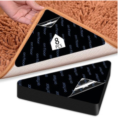 8 Stück Greifer für Teppiche, doppelseitige Teppich-Pads für Hartholzböden, waschbares Teppichband für Teppiche, rutschfeste Griffe, halten Sie Ihre Teppichecke an Ort und Stelle und flach