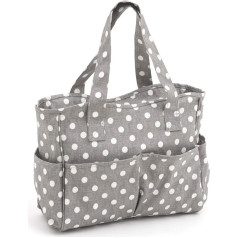 Hobbygift Value Collection: Craft Bag: Matt PVC: Grey Linen Polka Dot, Cotton, Assorted, 12.5 x 39 x 35 cm