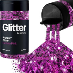 Fuchsia Pink 5 Size Glitter Mix 120 g / 4.2 oz Fine Coarse Metallic Resin Craft Multi-Size Glitter Sequin Shaker for Epoxy, Hair, Face, Body, Eye, Nail Art, Festival, Party