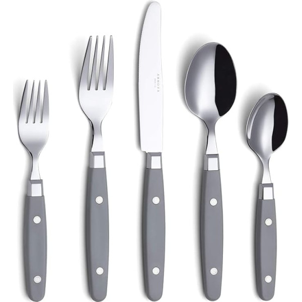 ANNOVA Silver Cutlery Set 20 Pieces Stainless Steel Colour Handle with Rivets (Grey, 20 Pieces)