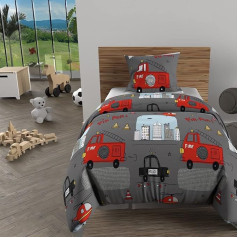 Soleil d'ocre, Duvet Cover Set 140 x 200 cm Fire Brigade Grey, 100% Cotton, 57 Threads/cm2