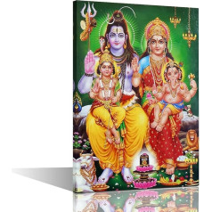 Wall Decorations for Living Room, Lakshmi Narasimha Home Decor Indian Religious Canvas Pictures Rustic Wall Decor Art Indian God 1 Piece Posters and Prints Ready to Use