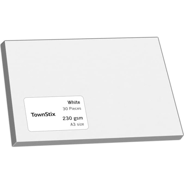 Pack of 30, 230gsm - A3 Coloured Cardboard, Photo Card, White, Thick Paper for Printing, Cardboard Paper Craft Card