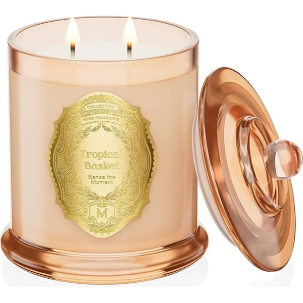 M&SENSE Scented Candle Large 2-Wick Soy Candles, Tropical Scented Candles in Glass, 360 g, 12.7 oz Natural Soy Wax, 70 Hours Burning Time, Candles Gifts for Women, Candle for Home Scented