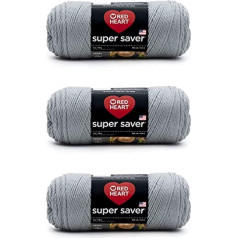 Red Heart Super Saver Dusty Gray Yarn - 3 Pack 7oz - Acrylic - 4 Medium (Worsted) - 360 yards - Knitting/Crochet
