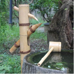 Handgefertigter Brunnen für den Außenbereich, Bambus-Pumpbrunnen, Statue, Innendekoration, Gartenwasserfall, Wasserfall, Wasser, Bambus, Spiele im Freien, Ornamente, Dekoration